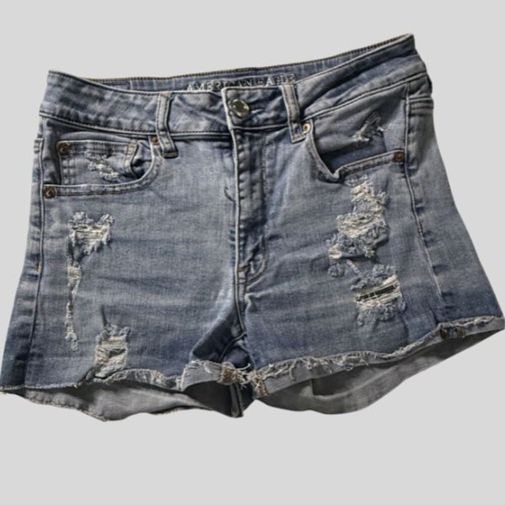 American Eagle Distressed Super Stretch Denim Shorts - Size 6 - High-Rise
